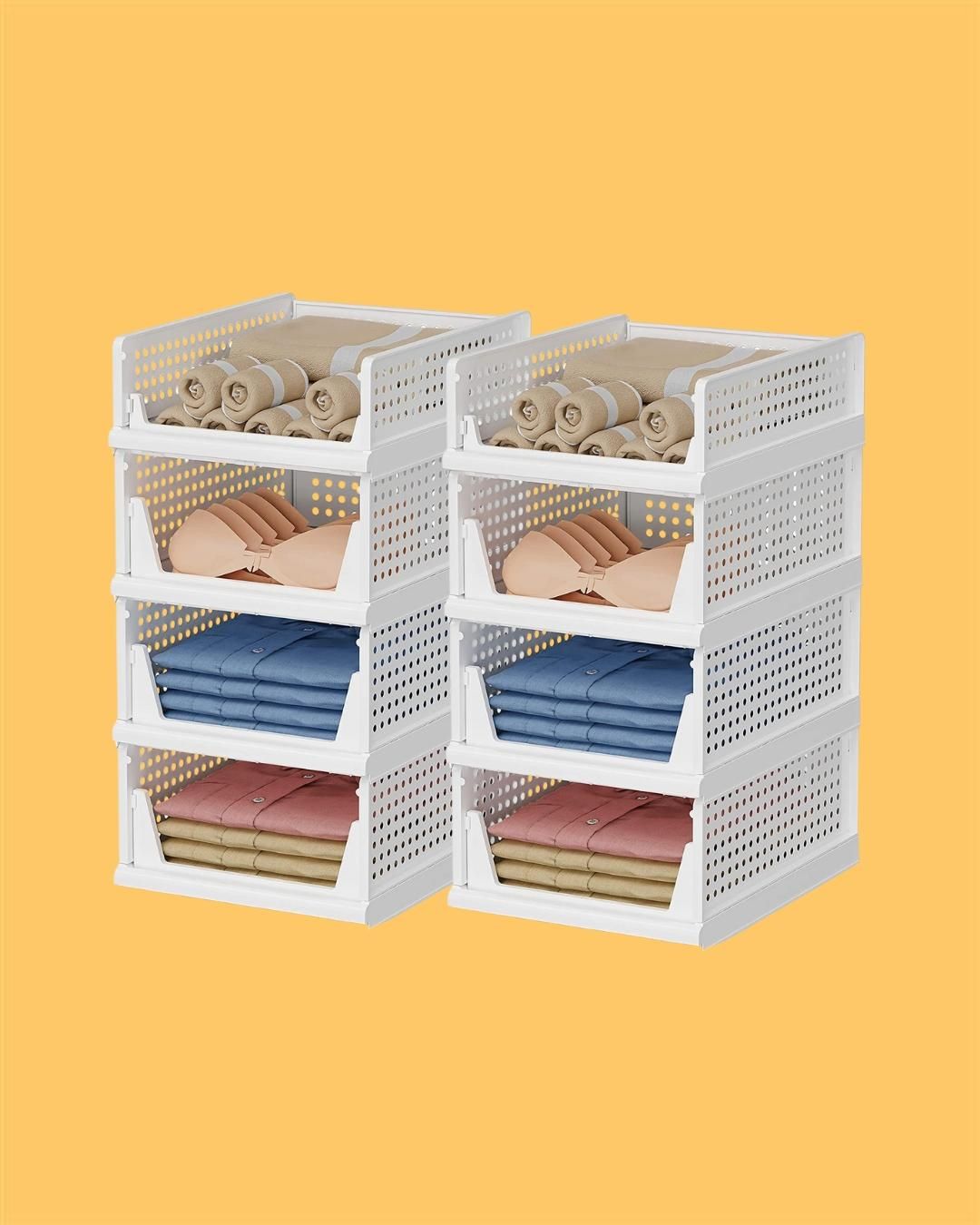 Multipurpose Foldable Stackable Wardrobe Cupboard Organizer for Clothes (Set of 3)